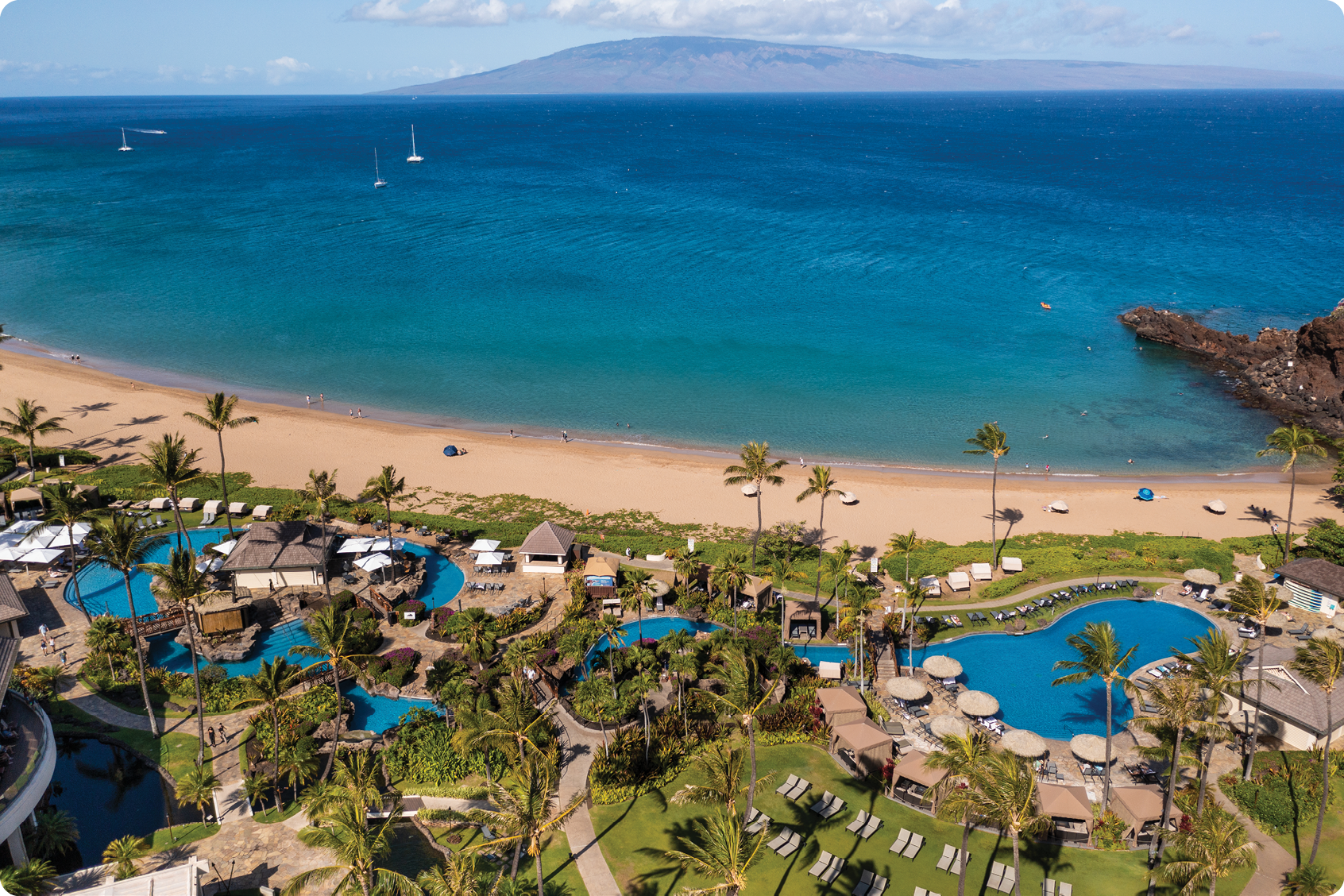 A resort with a pool and beach view. AI generated content