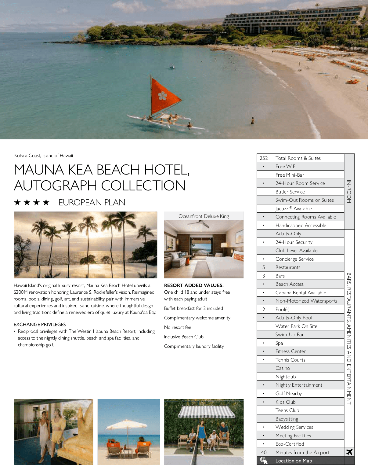 A brochure for the Mauka Kea Beach Hotel shows a beach scene with a red sailboat in the water. The brochure also includes a list of amenities and services offered by the hotel. AI generated content