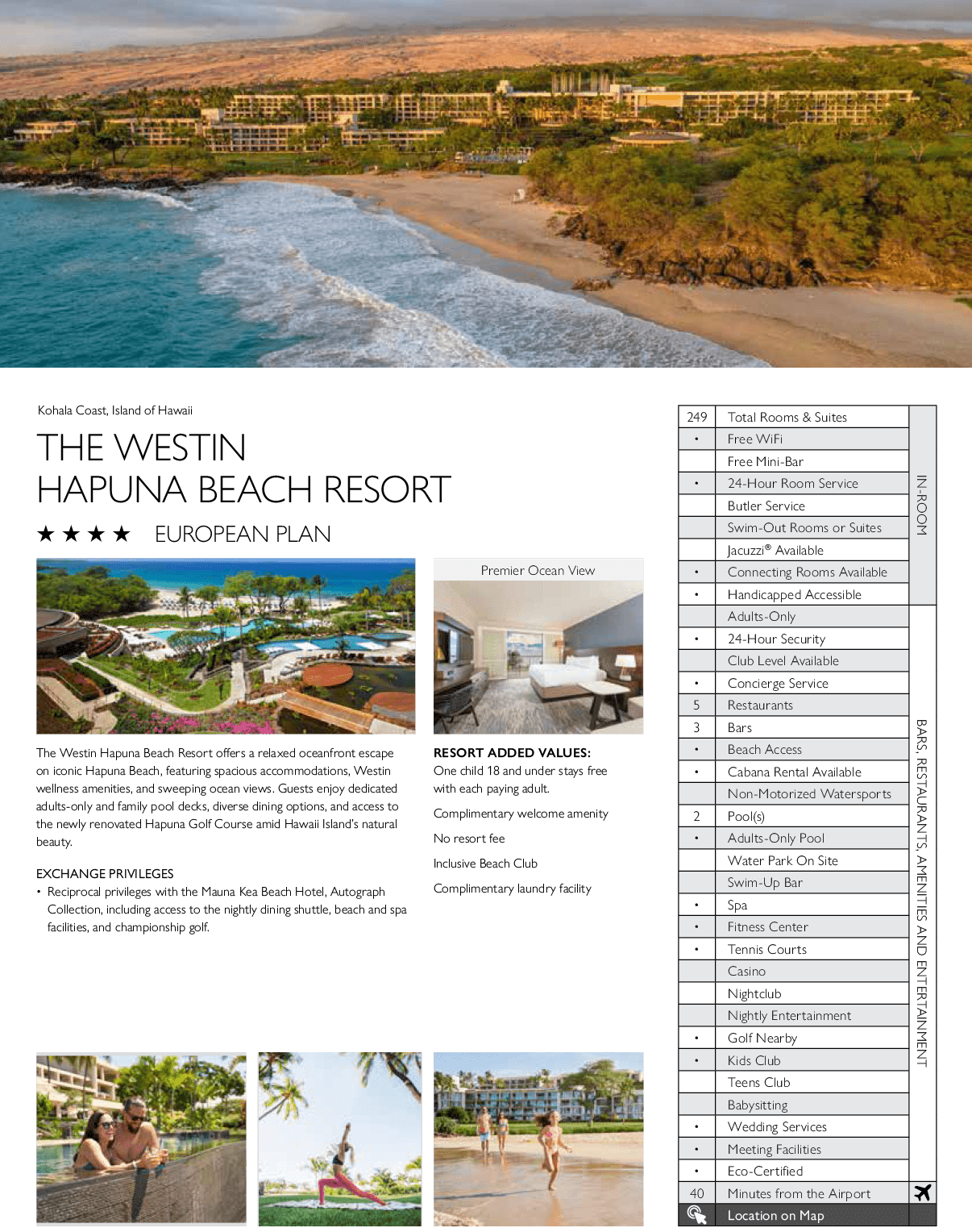 A brochure for the Westin Hapuna Beach Resort shows a woman in a bikini walking on the beach. AI generated content