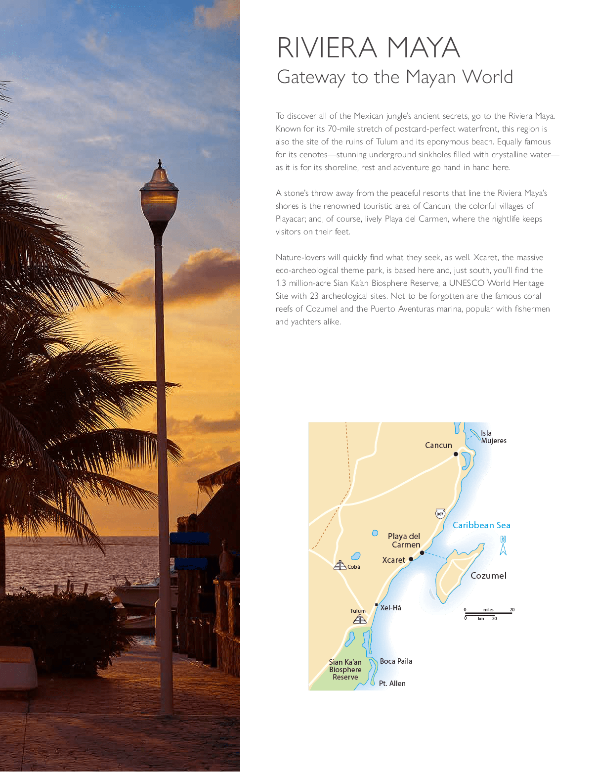 A map of Riviera Maya is shown with a street light in the foreground. AI generated content
