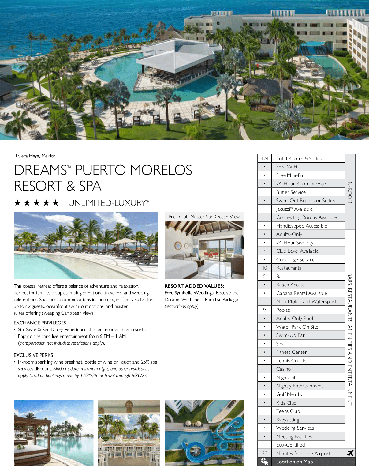 A brochure for a resort and spa in Puerto Morelos, Mexico. AI generated content