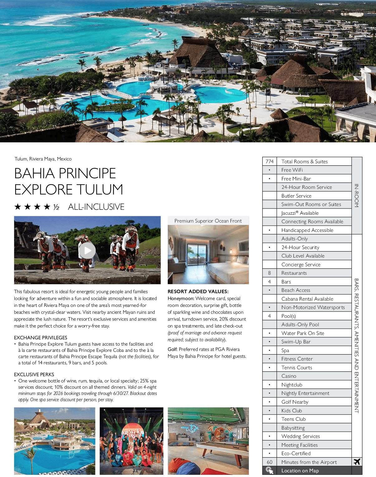 A brochure for a resort in the Bahia Principe. AI generated content