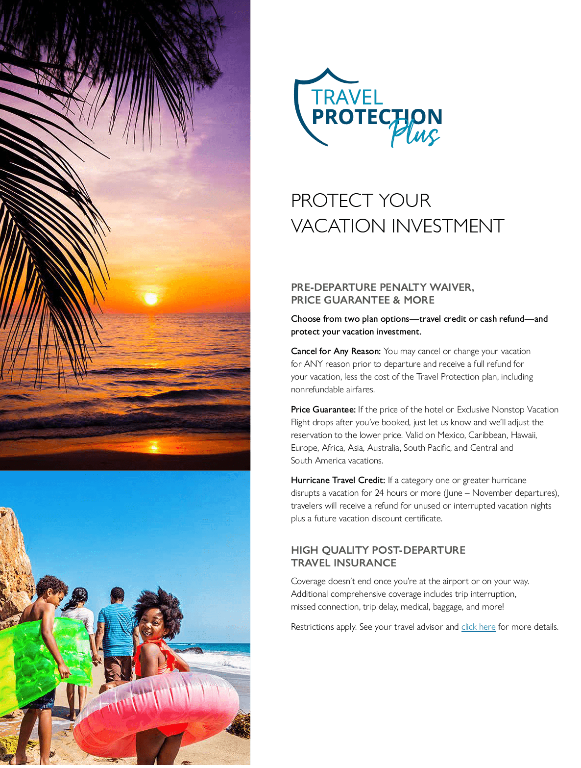 A colorful advertisement for travel protection plus. AI generated content