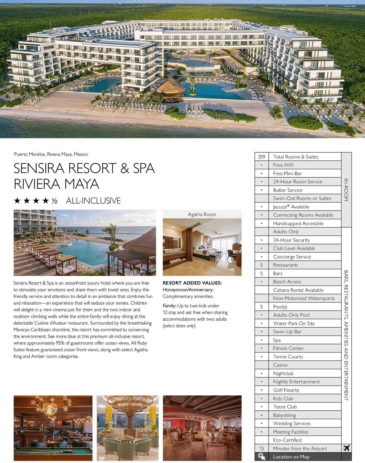 A brochure for a resort and spa, Sensira Resort & Spa, located on the beach. AI generated content