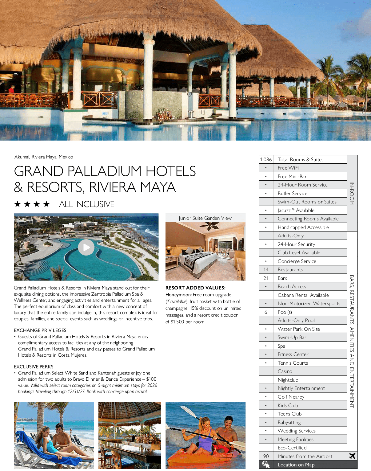 A brochure for Grand Palm Hotel & Resorts in Riviera Maya, Mexico. AI generated content