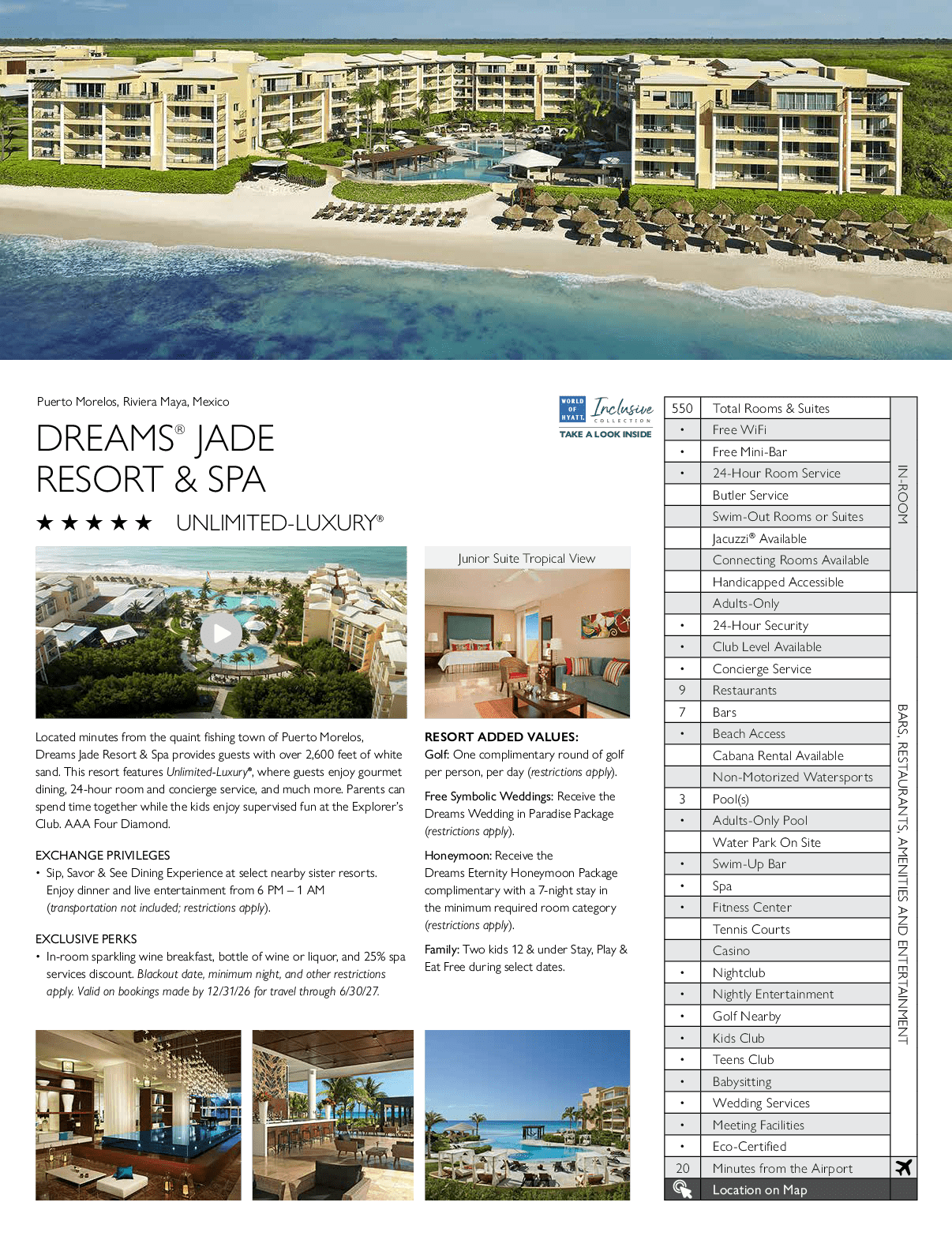 A brochure for a resort and spa with a picture of a beach and ocean. AI generated content