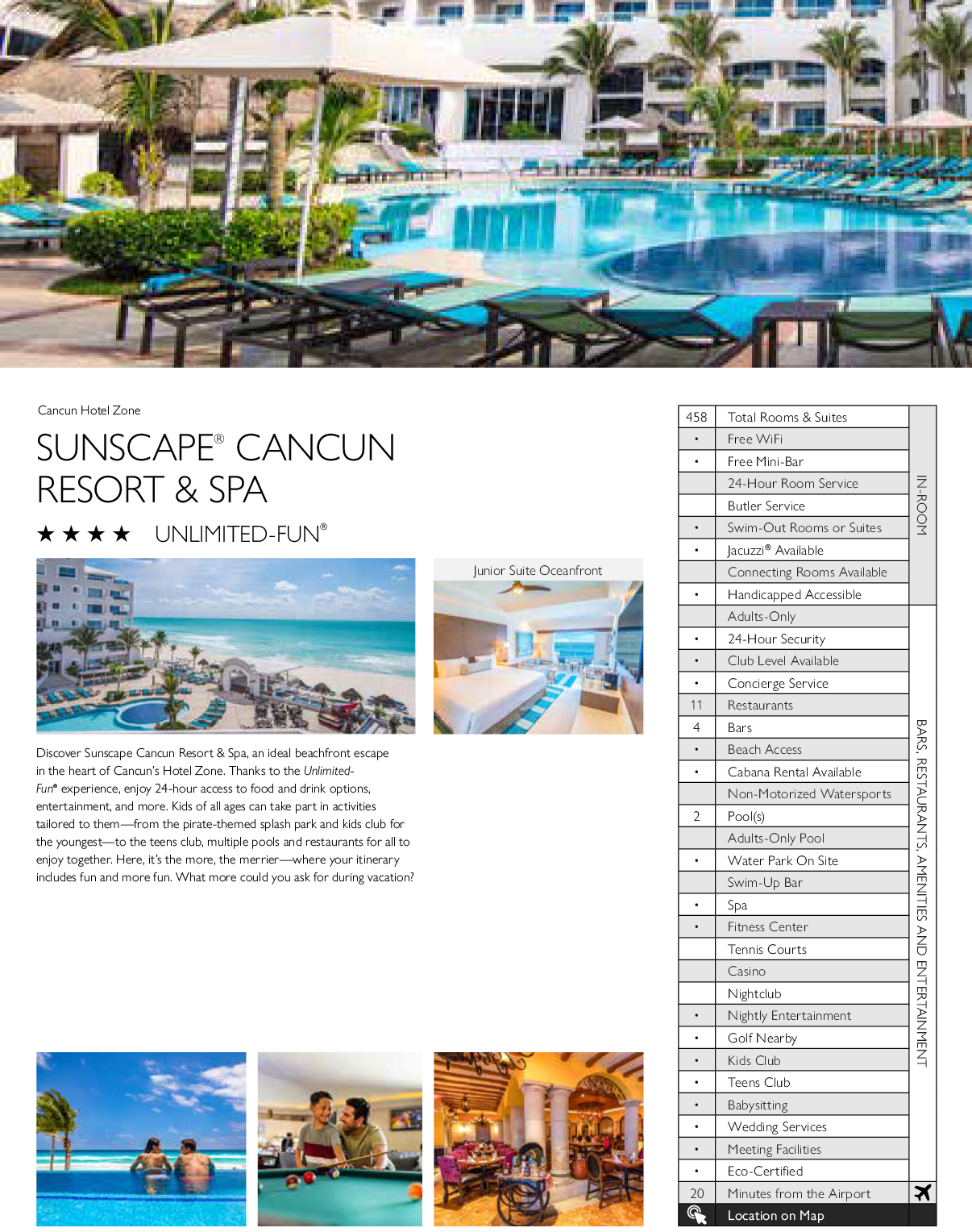 A brochure for the Suncape Cancun resort and spa. AI generated content