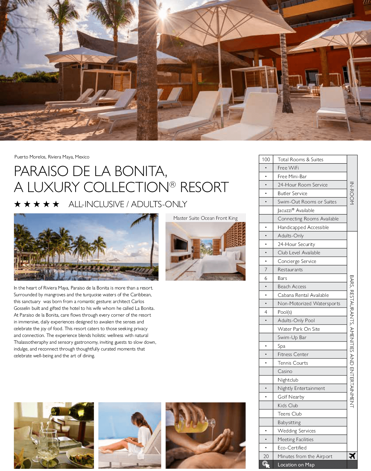 A resort advertisement with a woman in a bikini on the beach. AI generated content