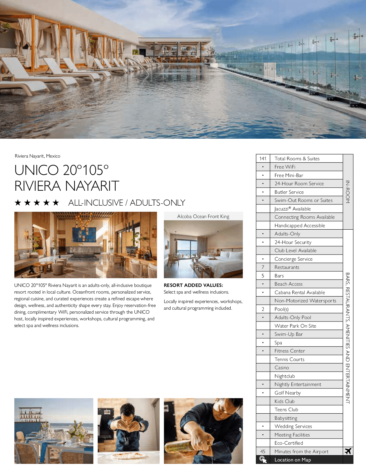 A brochure for a hotel with a pool and beach chairs. AI generated content