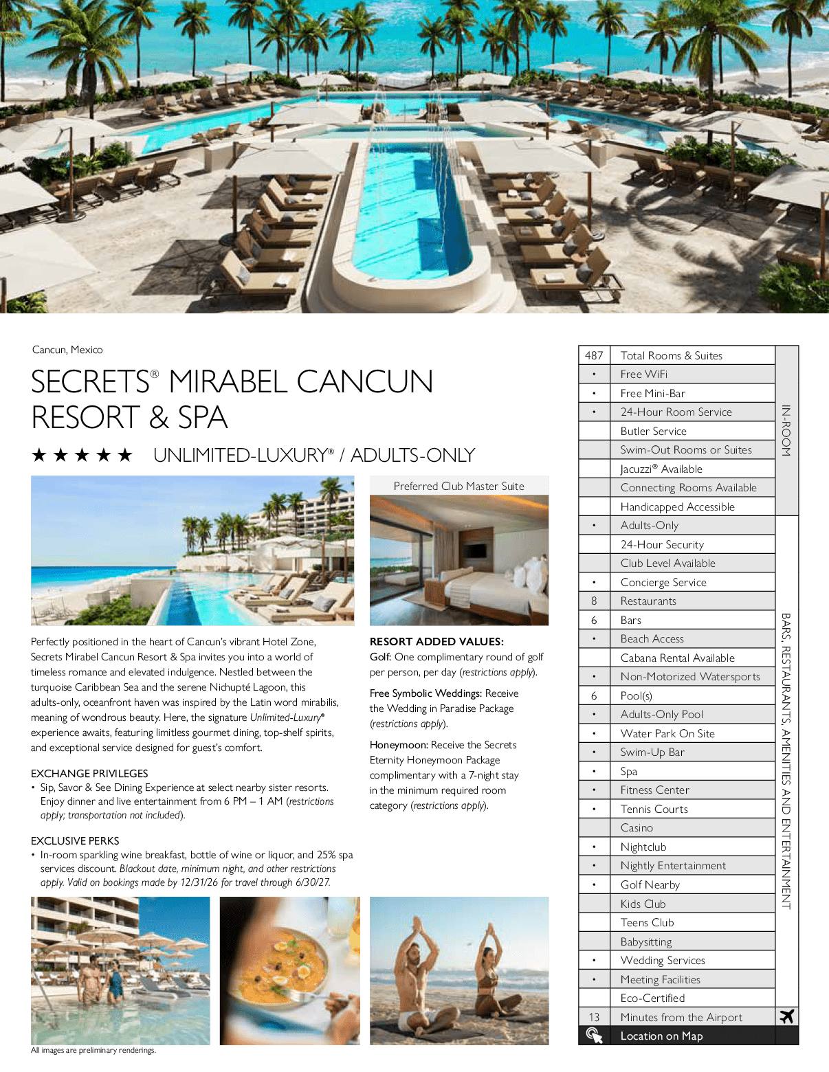 A brochure for a resort and spa in Cancun, Mexico. AI generated content