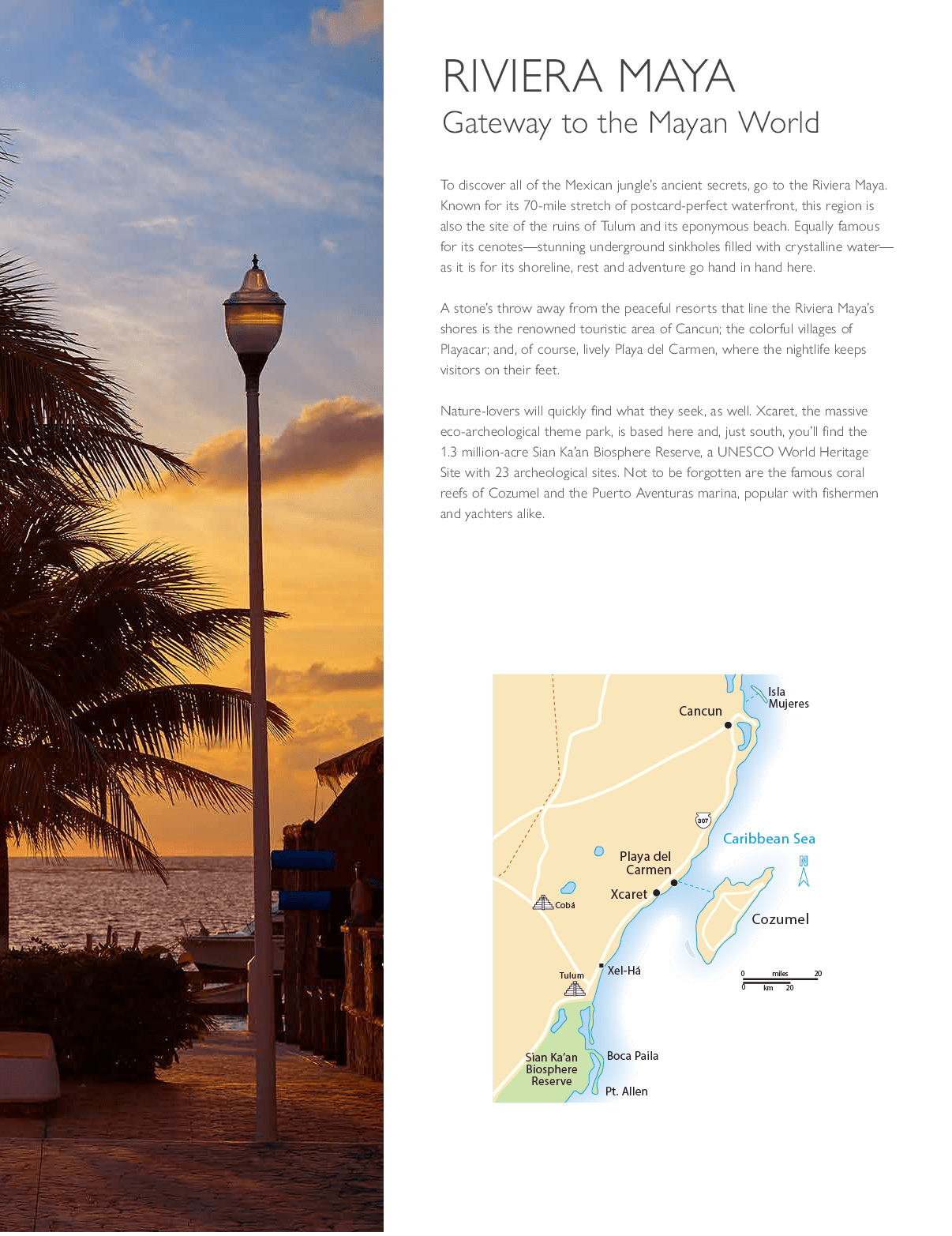A map of Riviera Maya is shown with a street light in the foreground. AI generated content