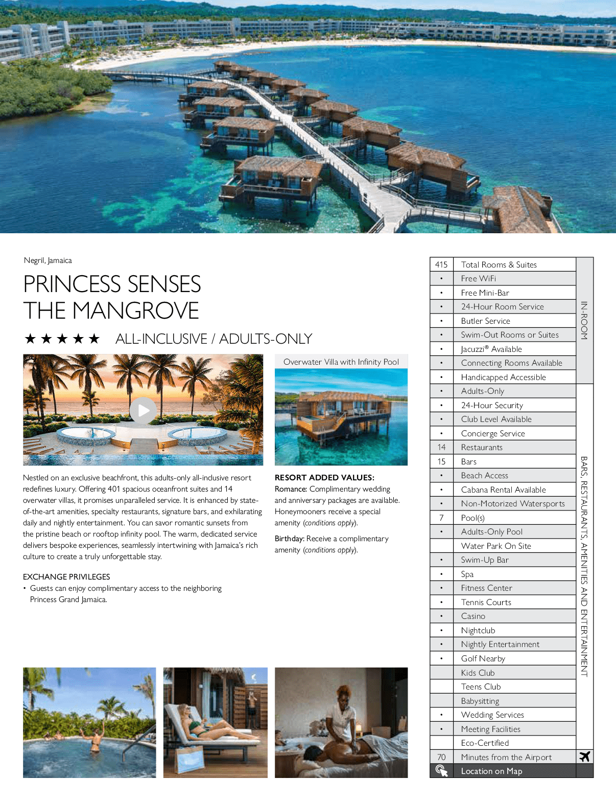 A brochure for a resort with a picture of a woman in a bikini on the cover. Description generated by AI