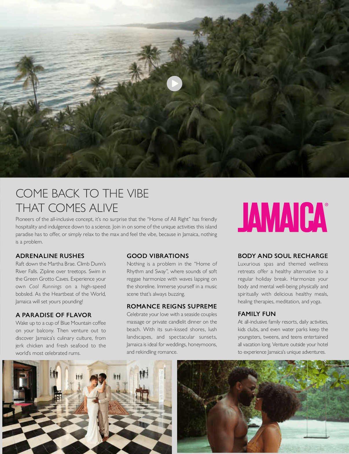 A magazine advertisement for a resort in Jamaica. Description generated by AI