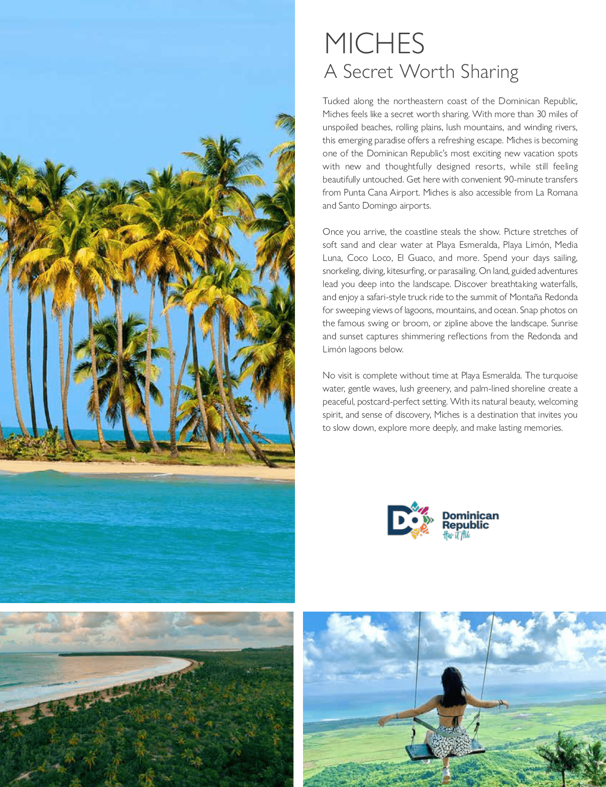 A woman is swinging on a swing in front of a beach. Description generated by AI