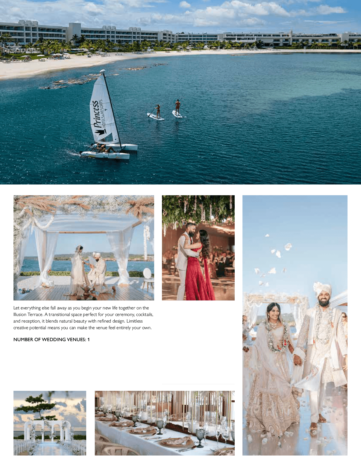 A wedding magazine with pictures of a bride and groom. Description generated by AI