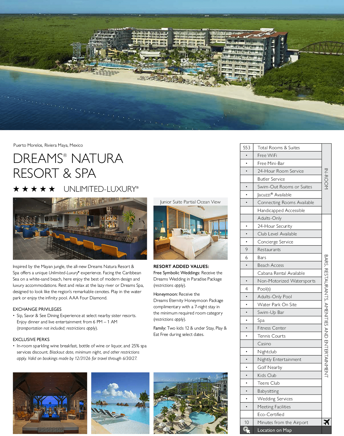 A brochure for a resort and spa. Description generated by AI
