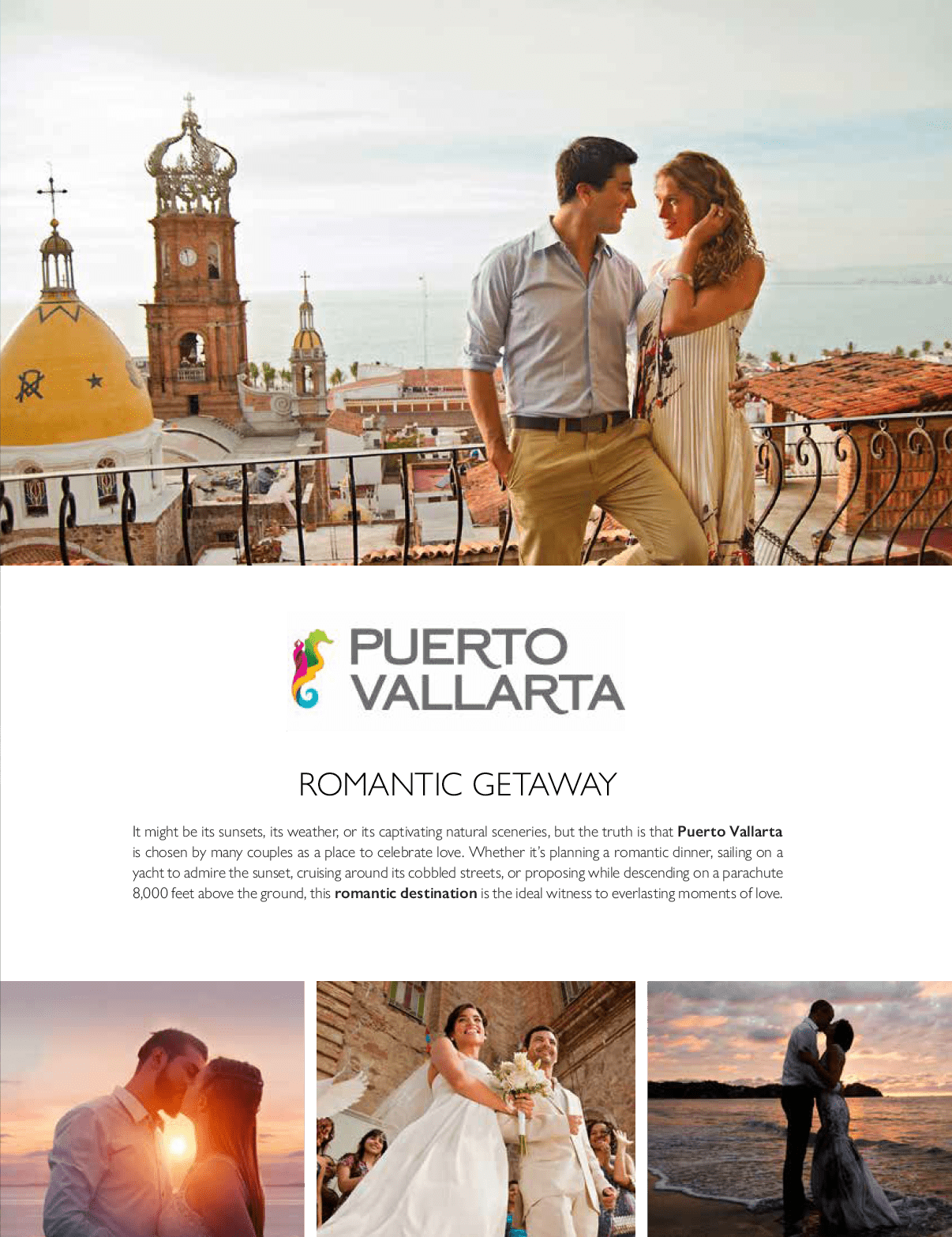 A wedding magazine with pictures of a beach wedding. Description generated by AI